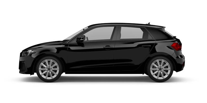 Seitliche Ansicht des Audi A1 in schwarz