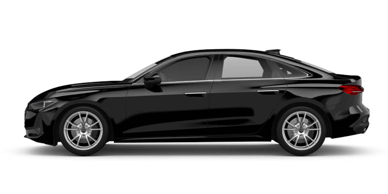 Seitliche Ansicht des Audi A5 Limousine in schwarz