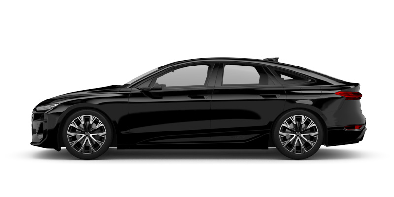 Seitliche Ansicht des Audi A6 Avant e-tron in schwarz