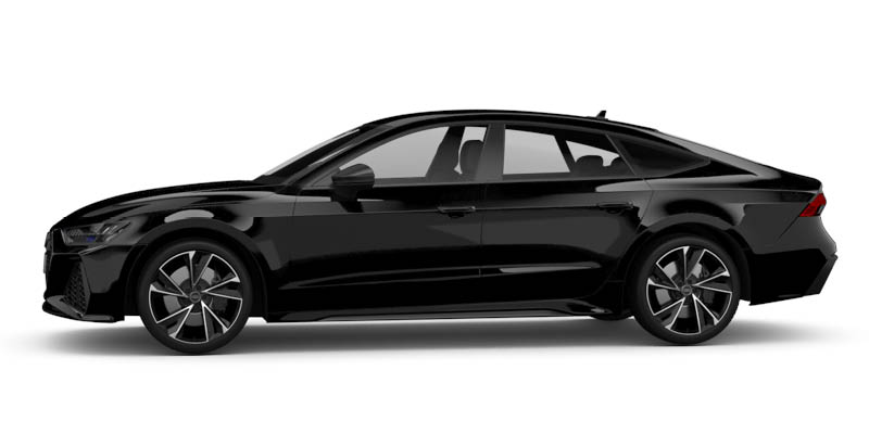 Seitliche Ansicht des Audi A7 in schwarz