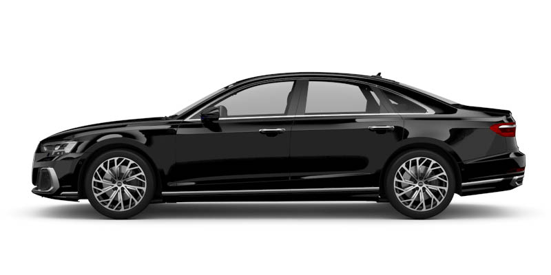 Seitliche Ansicht des Audi A8 in schwarz