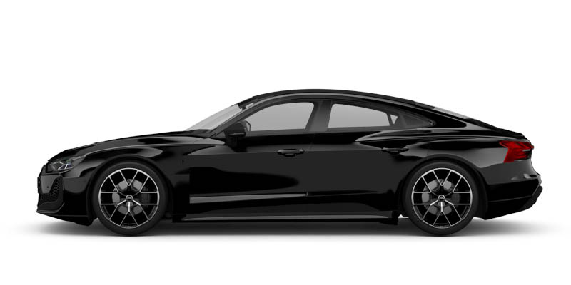 Seitliche Ansicht des Audi e-tron GT in schwarz