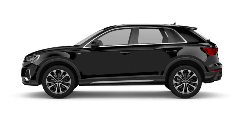 Seitliche Ansicht des Audi Q3 in schwarz
