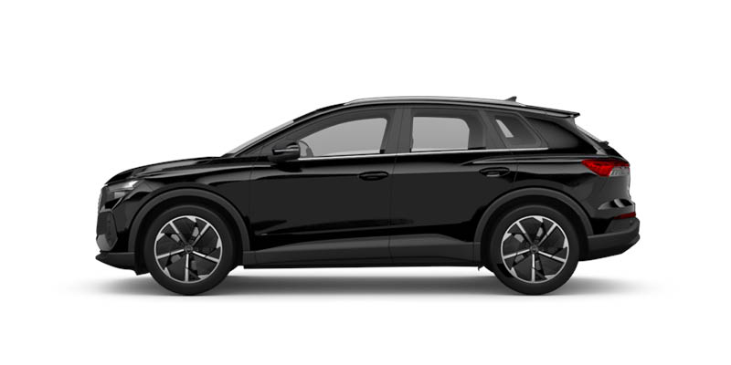Seitliche Ansicht des Audi Q4 e-tron in schwarz