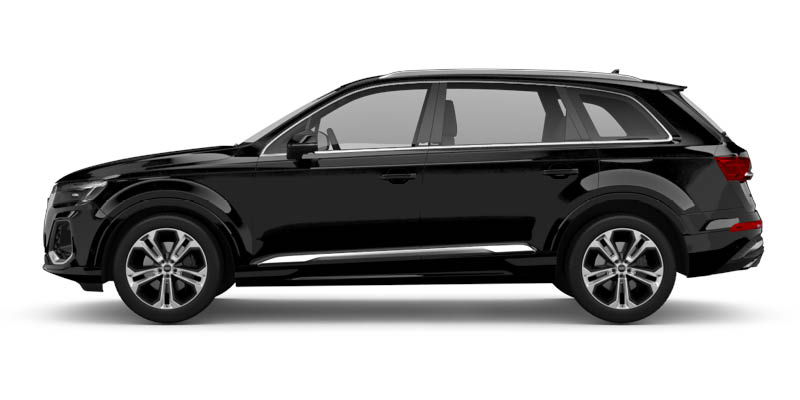 Seitliche Ansicht des Audi Q7 in schwarz