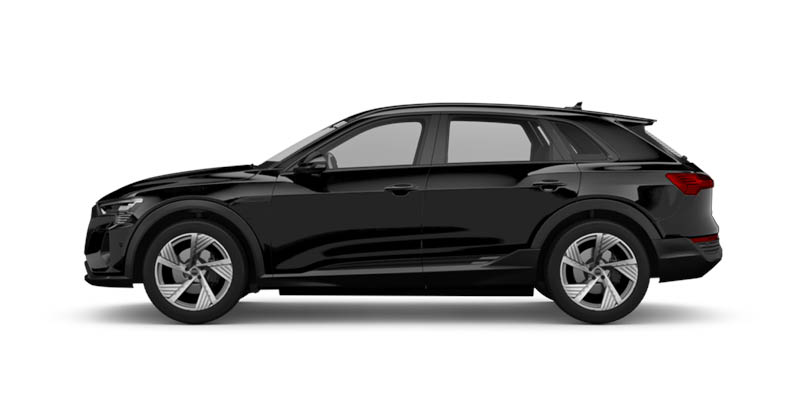 Seitliche Ansicht des Audi Q8 e-tron in schwarz