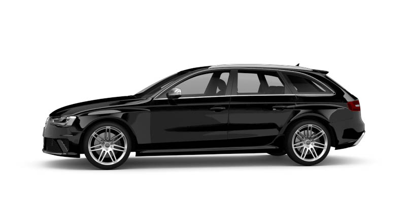 Seitliche Ansicht des Audi RS-Serie in schwarz