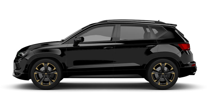 Seitliche Ansicht des Cupra Ateca in schwarz