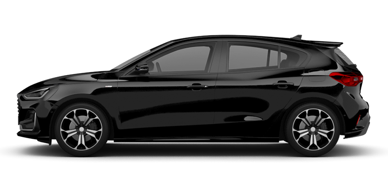 Seitliche Ansicht des Ford Focus in schwarz