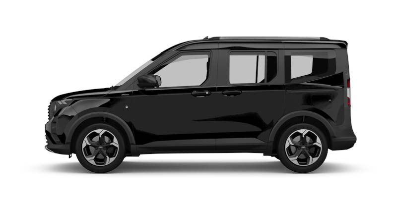 Seitliche Ansicht des Ford Tuorneo Courier in schwarz