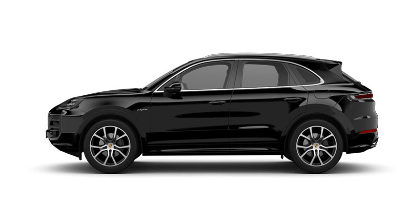 Seitliche Ansicht des Porsche Cayenne in schwarz