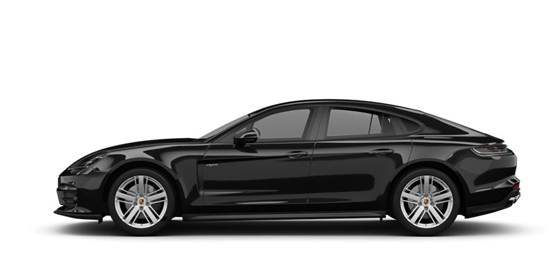 Seitliche Ansicht des Porsche Panamera in schwarz