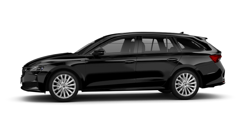 Seitliche Ansicht des Škoda Octavia Combi in schwarz
