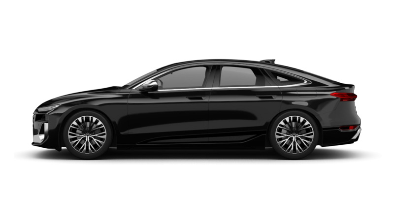 Seitliche Ansicht des Audi A6 Sportback e-tron in schwarz