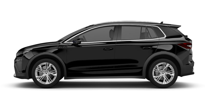 Seitliche Ansicht des Škoda Elroq in schwarz
