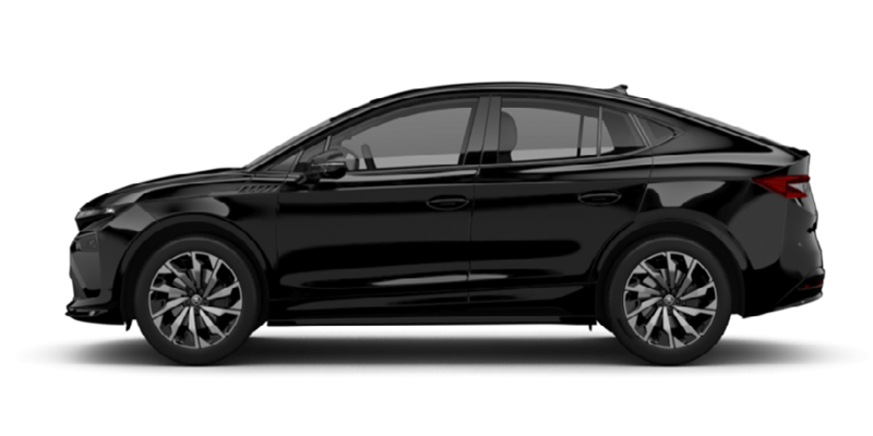 Seitliche Ansicht des Škoda Enyaq Coupé in schwarz