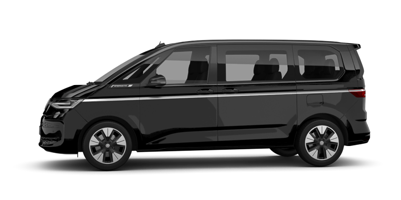 Seitliche Ansicht des VW Multivan in schwarz