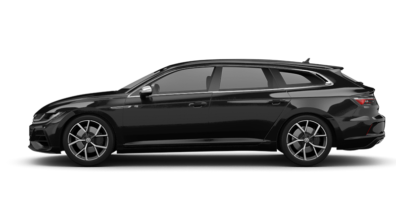Seitliche Ansicht des VW Arteon in schwarz