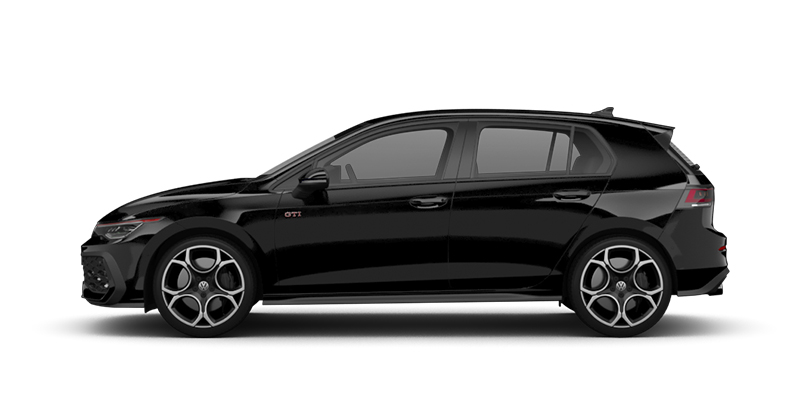Seitliche Ansicht des VW Golf in schwarz