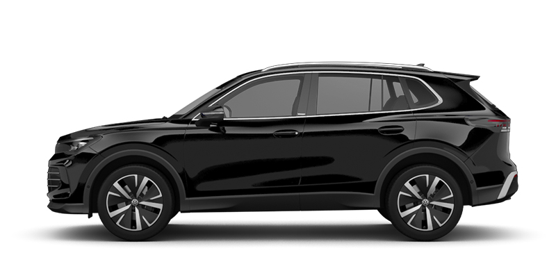 Seitliche Ansicht des VW Tiguan in schwarz