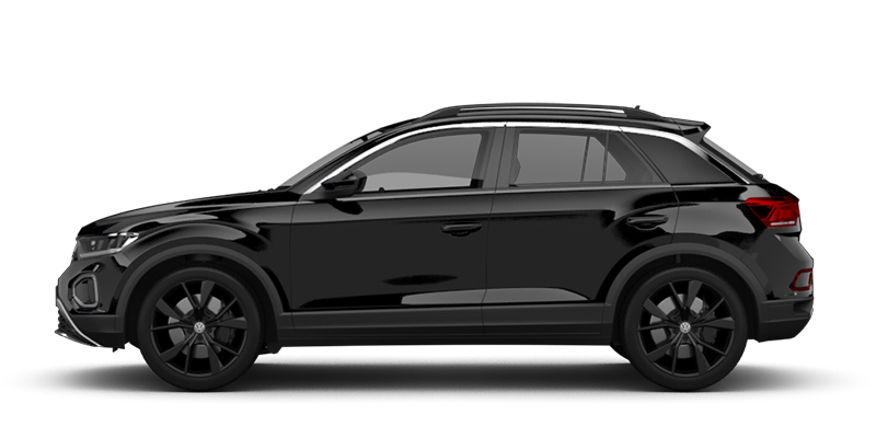 Seitliche Ansicht des VW T-Roc in schwarz
