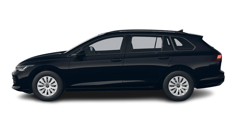 Seitliche Ansicht des VW Golf Variant in schwarz